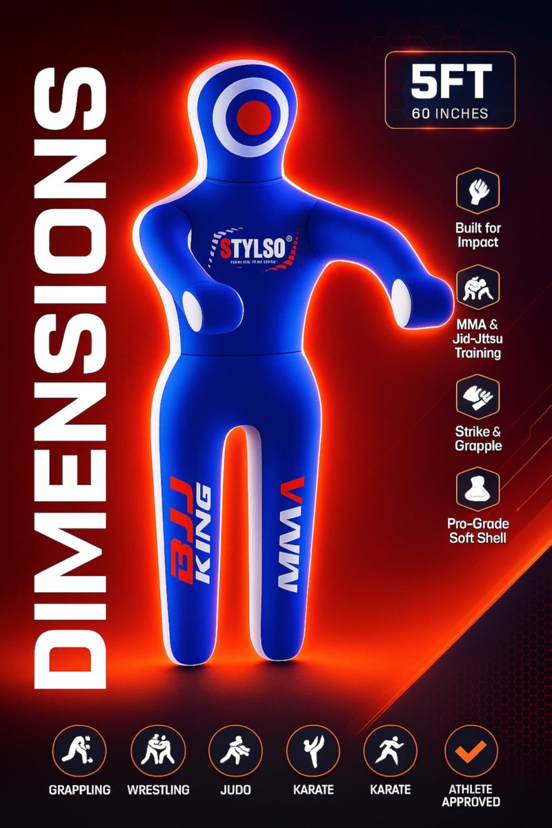 Stylso Un-Filled Grappling Dummy Wrestling Dummy Jiu Jitsu Dummy for BJJ MMA Judo Karate Training Adult Kids and Youth Practice Tackling Dummies (Blue, 5ft / 60") - Image 5